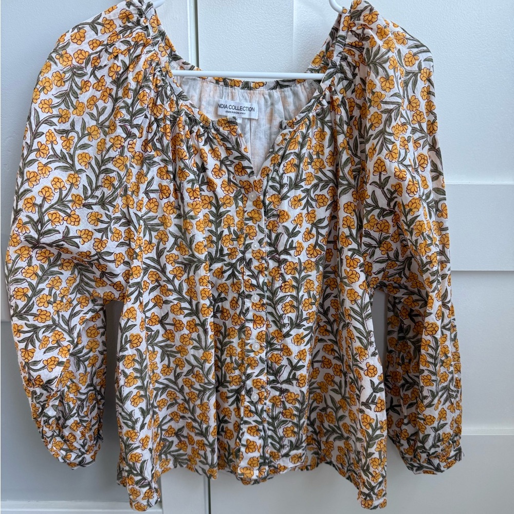 Emerson Fry India Collection Floral Women's Top - Yellow and White